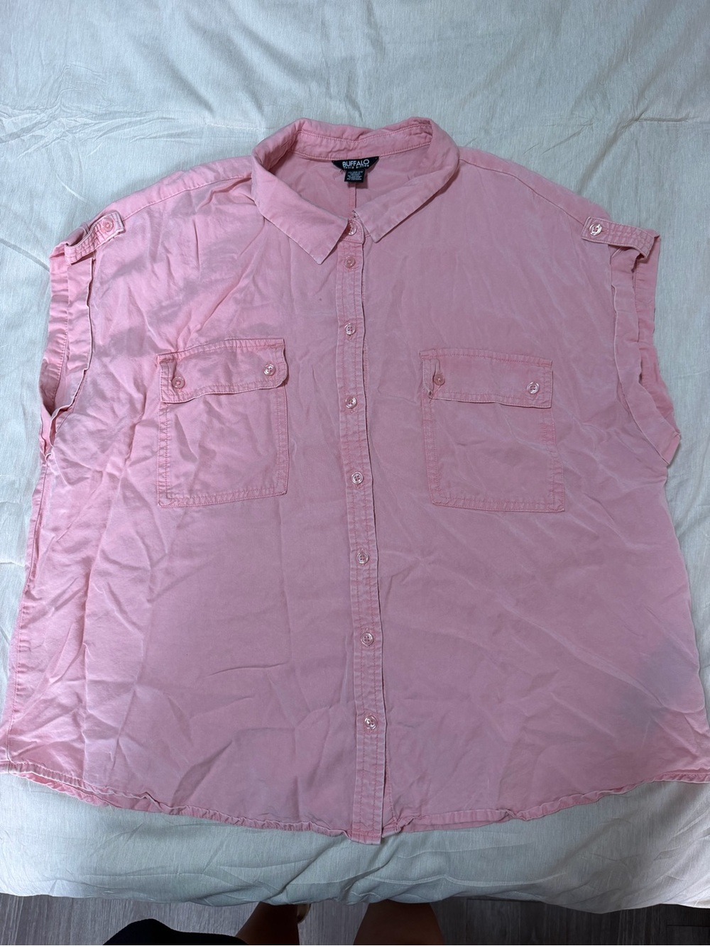 Buffalo David Bitton Pink Sleeveless Button Up Utility Shirt XL